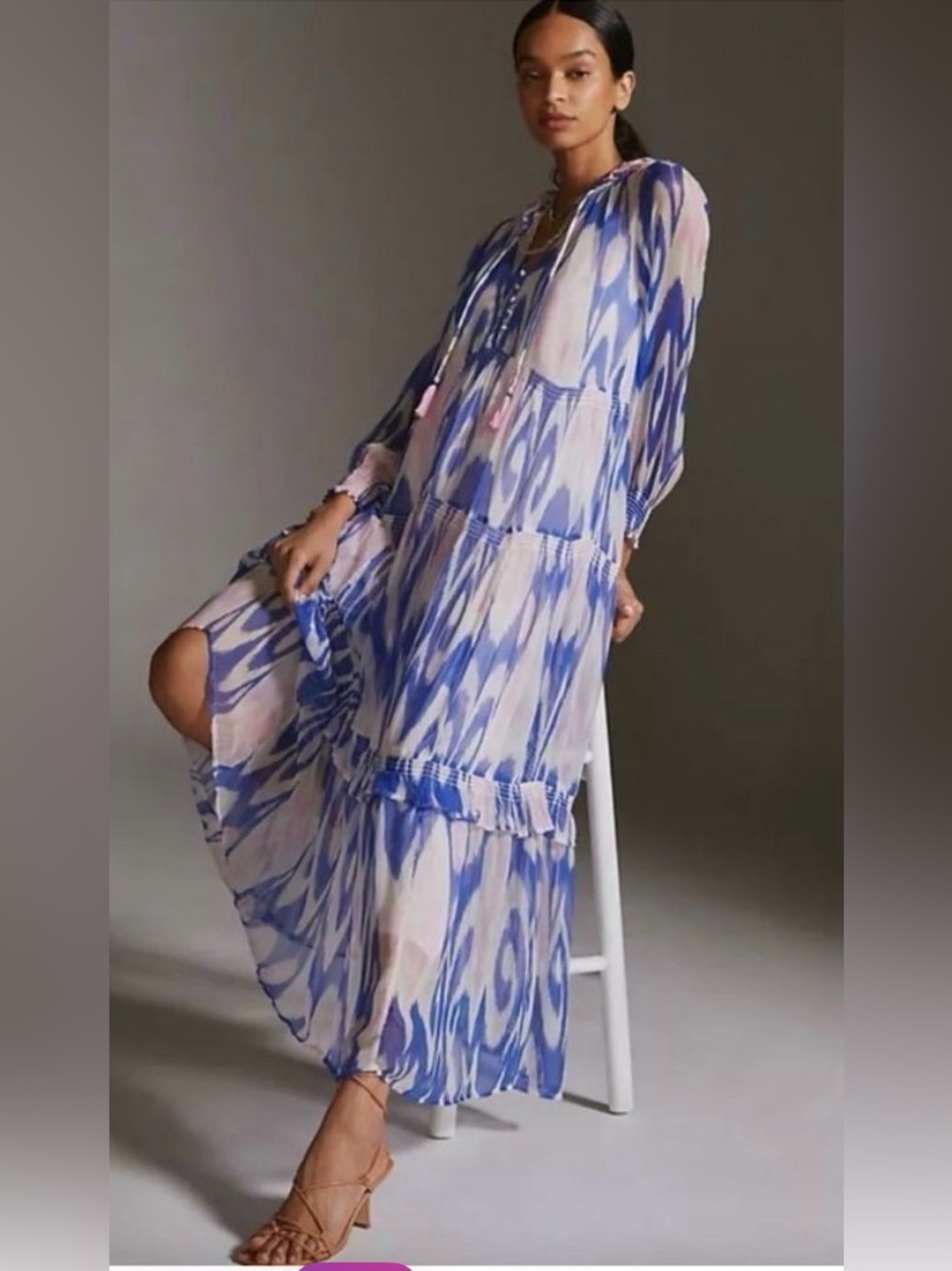 Anthropologie Marais Printed Chiffon Maxi Dress